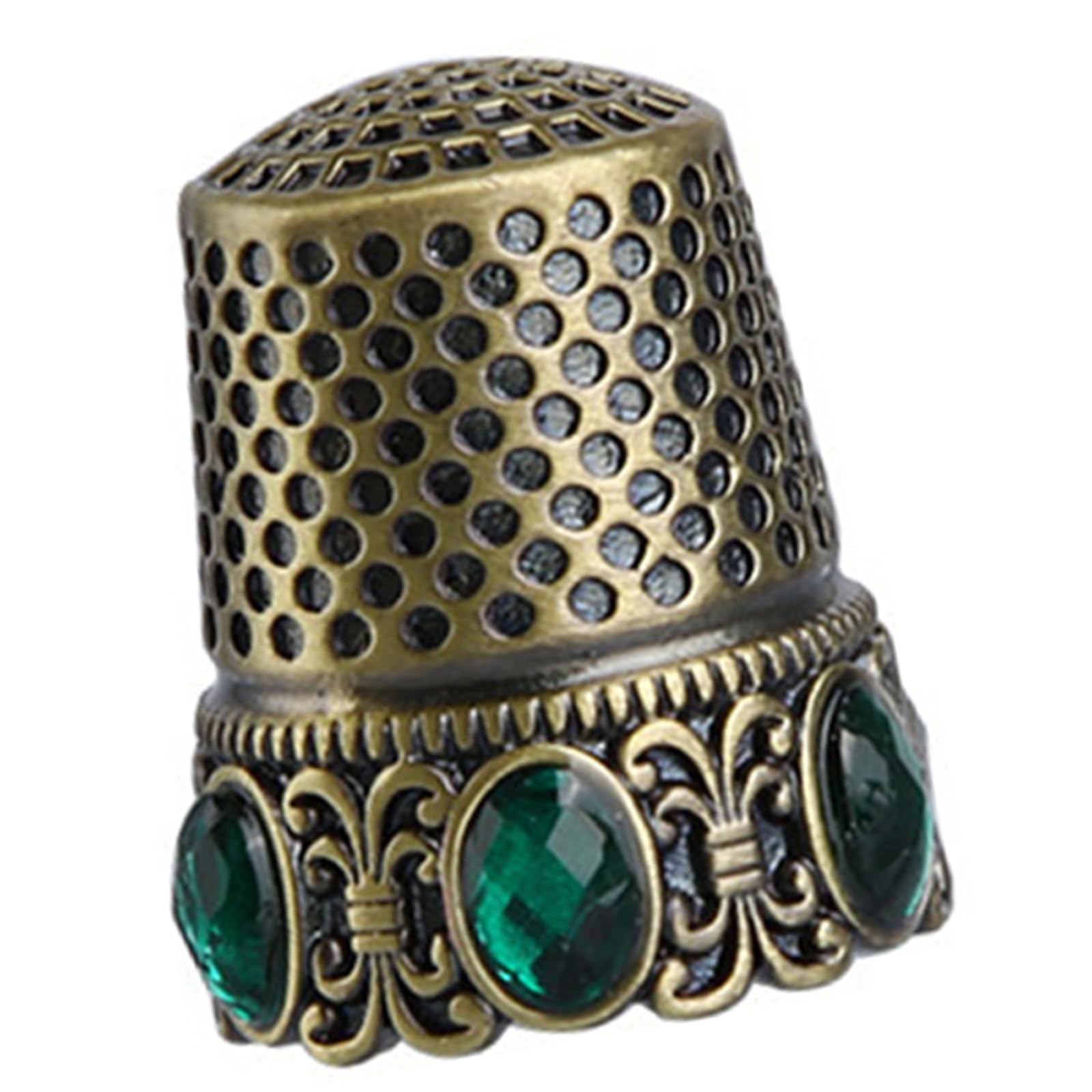 NEWFT Antique Rhinestones Metal Thimble Finger Protectors Finger Tip Guard for Quilting Embroidery Tailoring Needlework Sewing Decorative Metal Thimble for Embroidery