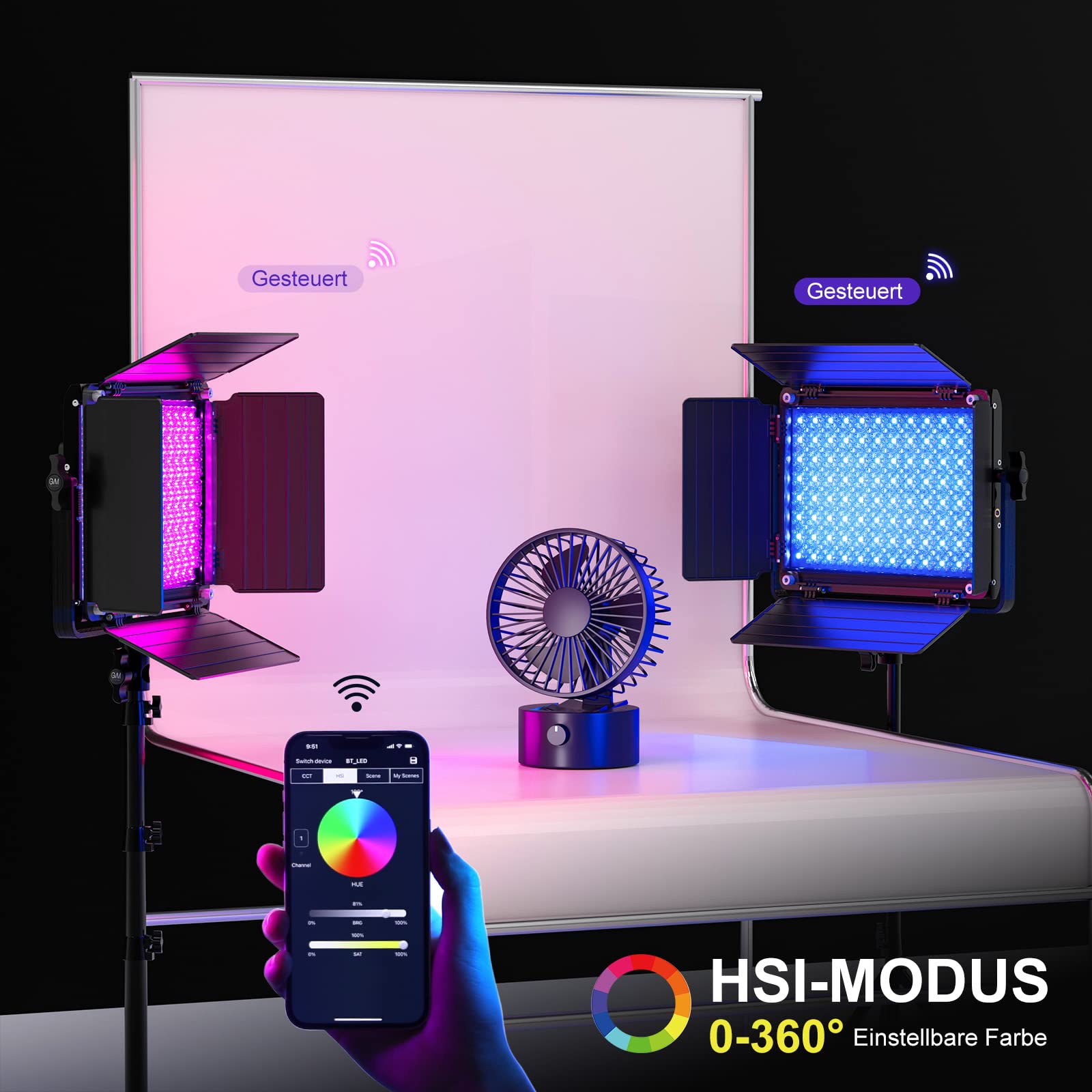 GVM GreatVideo Maker Luz RGB Softbox LED, Control de Aplicación para Iluminación de Estudio Continua 3200K-5600K con Tripié