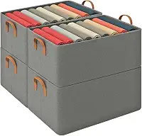 Kit 4 Cesto Organizador Multiuso Grande Reforçado e com Alça Capacidade 25 Litros Caixa Organizadora Impermeável e Lavável para Armário, Guarda Roupa, Banheiro, Cozinha