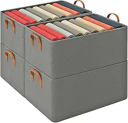 Kit 4 Cesto Organizador Multiuso Grande Reforçado e com Alça Capacidade 25 Litros Caixa Organizadora Impermeável e Lavável para Armário, Guarda Roupa, Banheiro, Cozinha