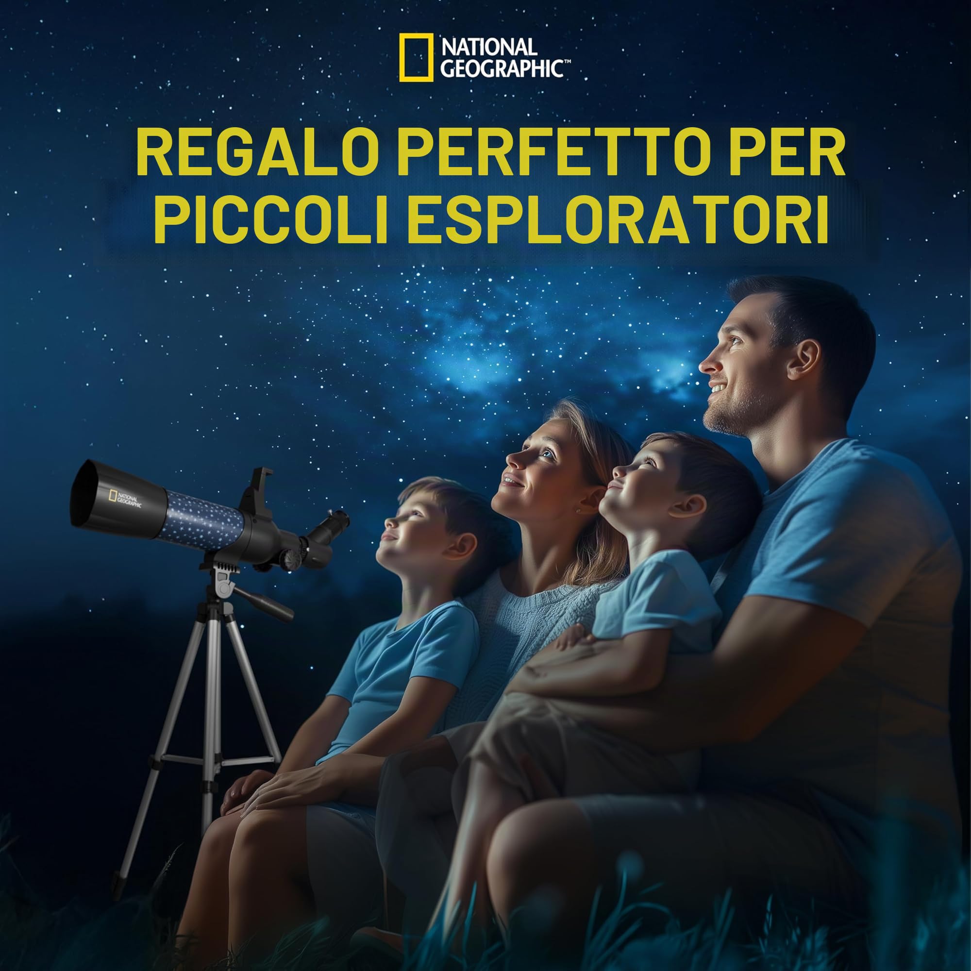 National Geographic smartes AR - Telescopio per bambini con treppiede, zaino, supporto per smartphone e app di realtà aumentata