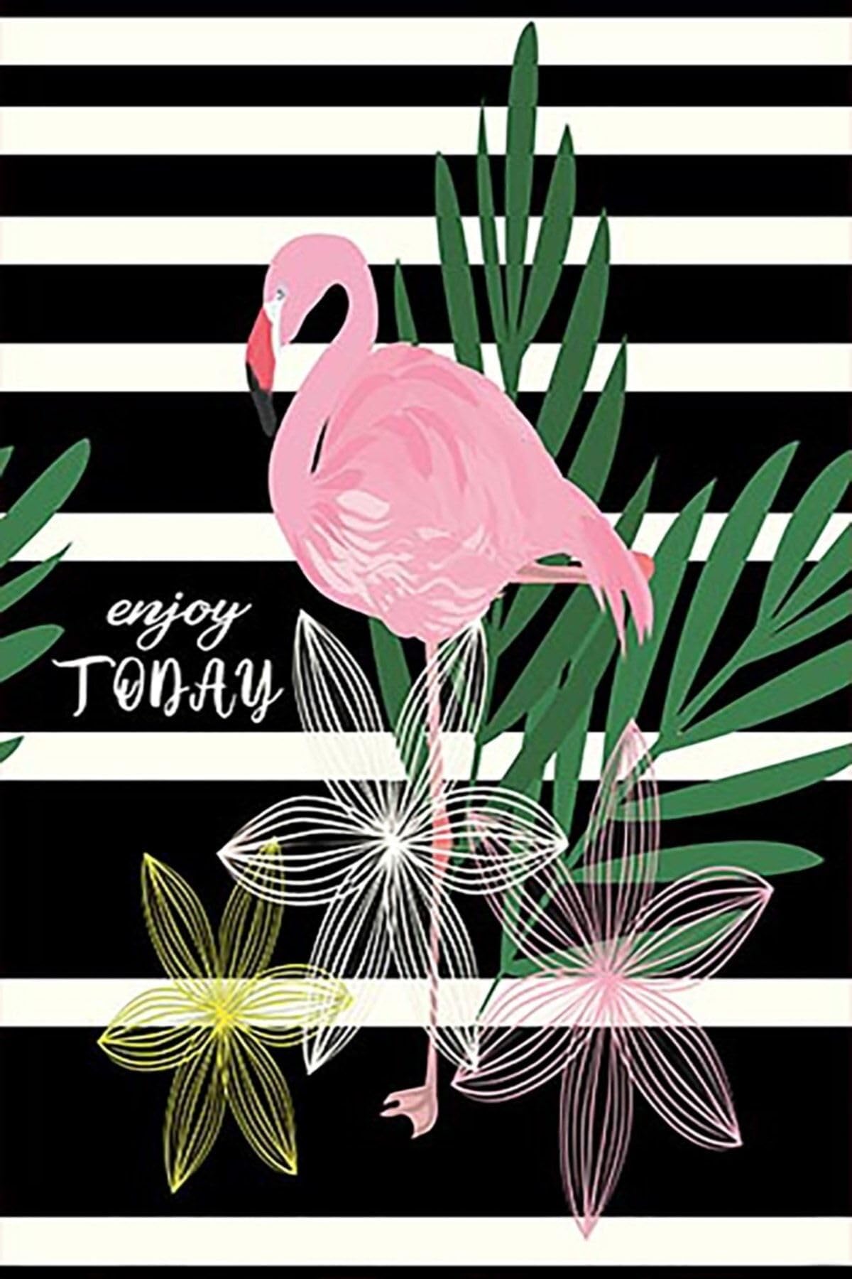 Pelangi Tropikal Yaprak Desen Flamingolu Çiçekli Dijital Baskılı Kaymaz Taban Yıkanabilir Modern Salon Halı, Pembe-Siyah 160 x 250