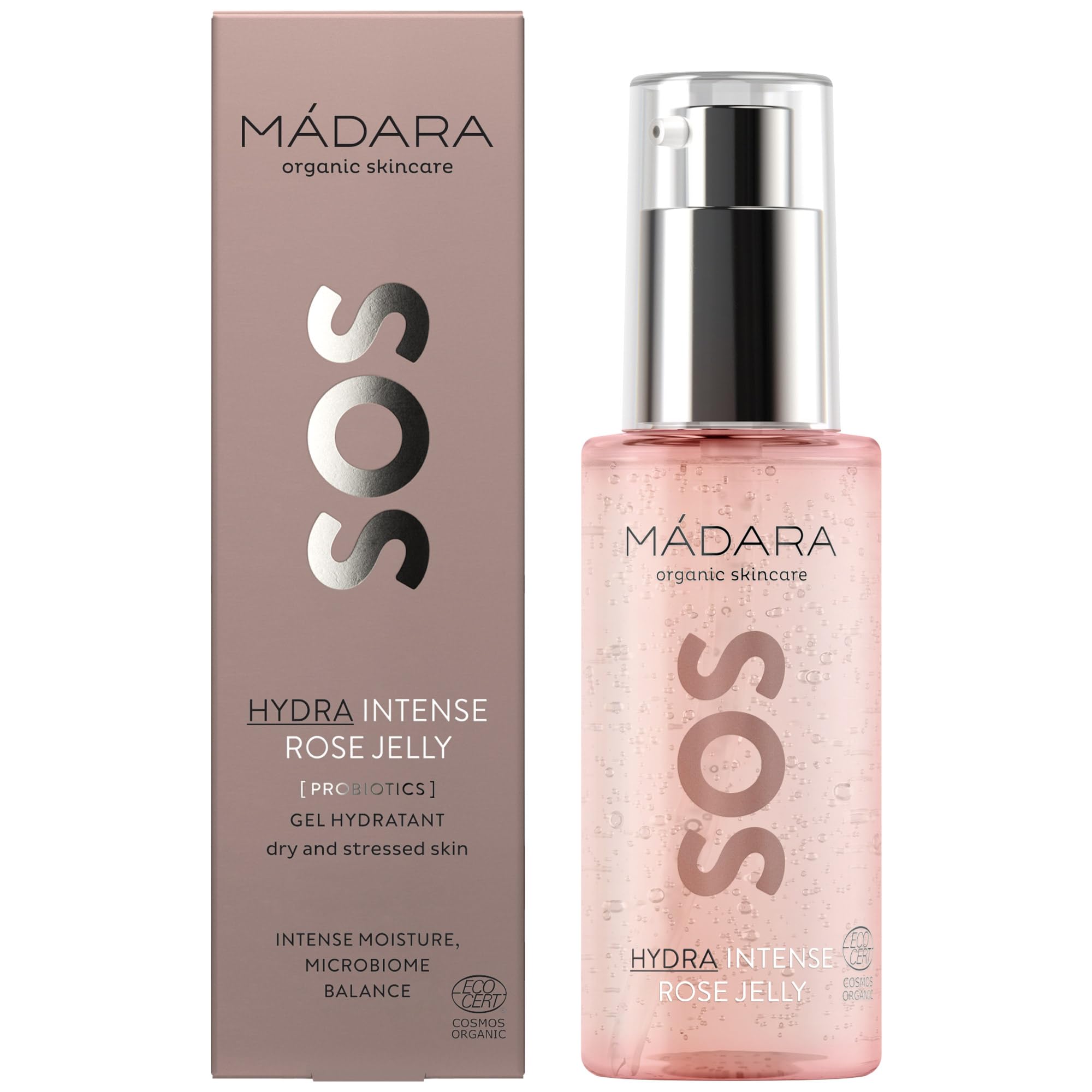 Mádara Organic Skincare C-M6-078-75 Sos Hydra Intense Rose Jelly con Acqua di Rose, Texture Leggera, Senza Olio, Idratante e Lenitiva, Utile per La Pelle Secca e Tendente al Problema, 75 ml