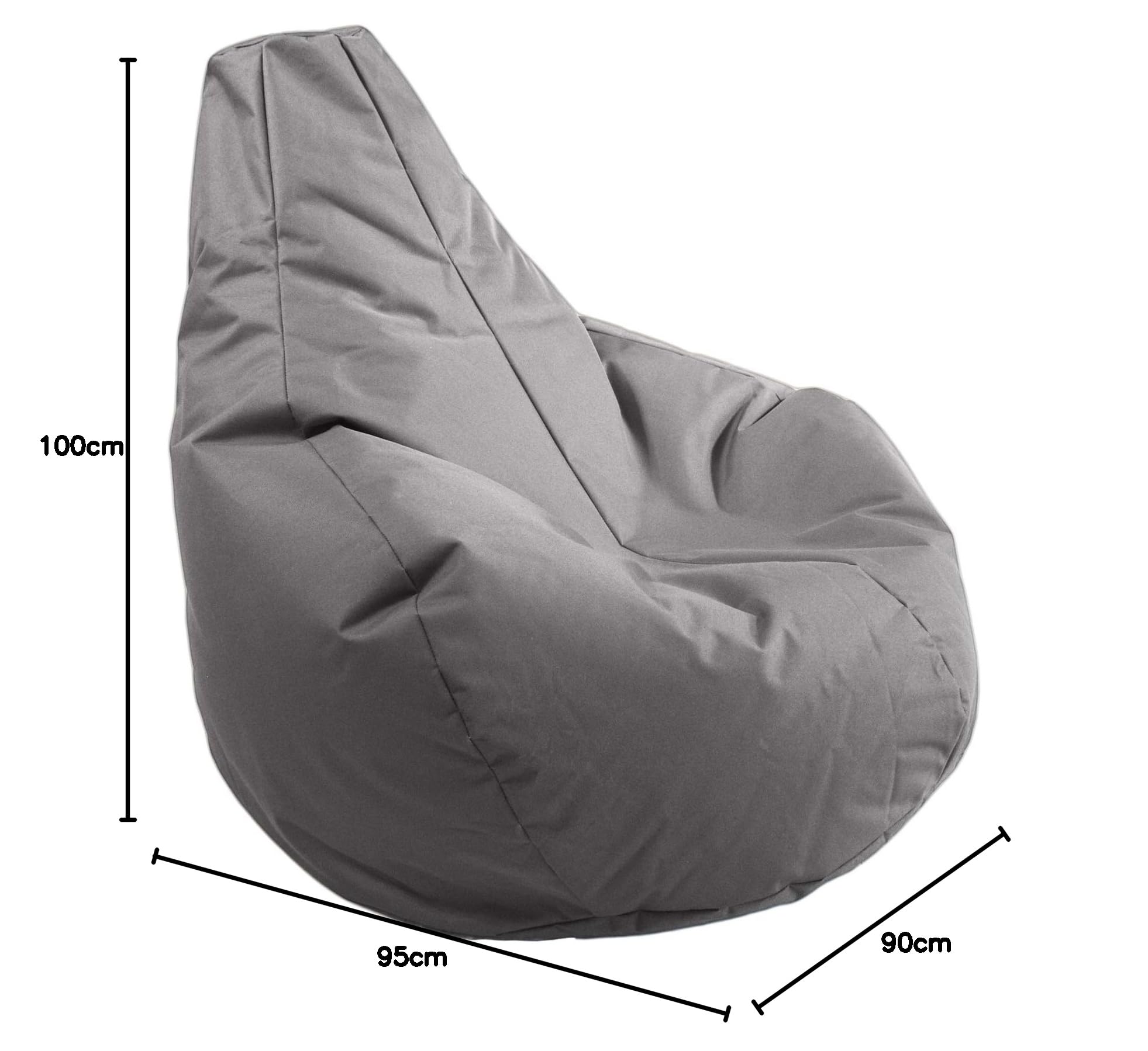 Pouf per esterni e interni, con imbottitura ecologica, cuscino da pavimento, 225 l, grigio