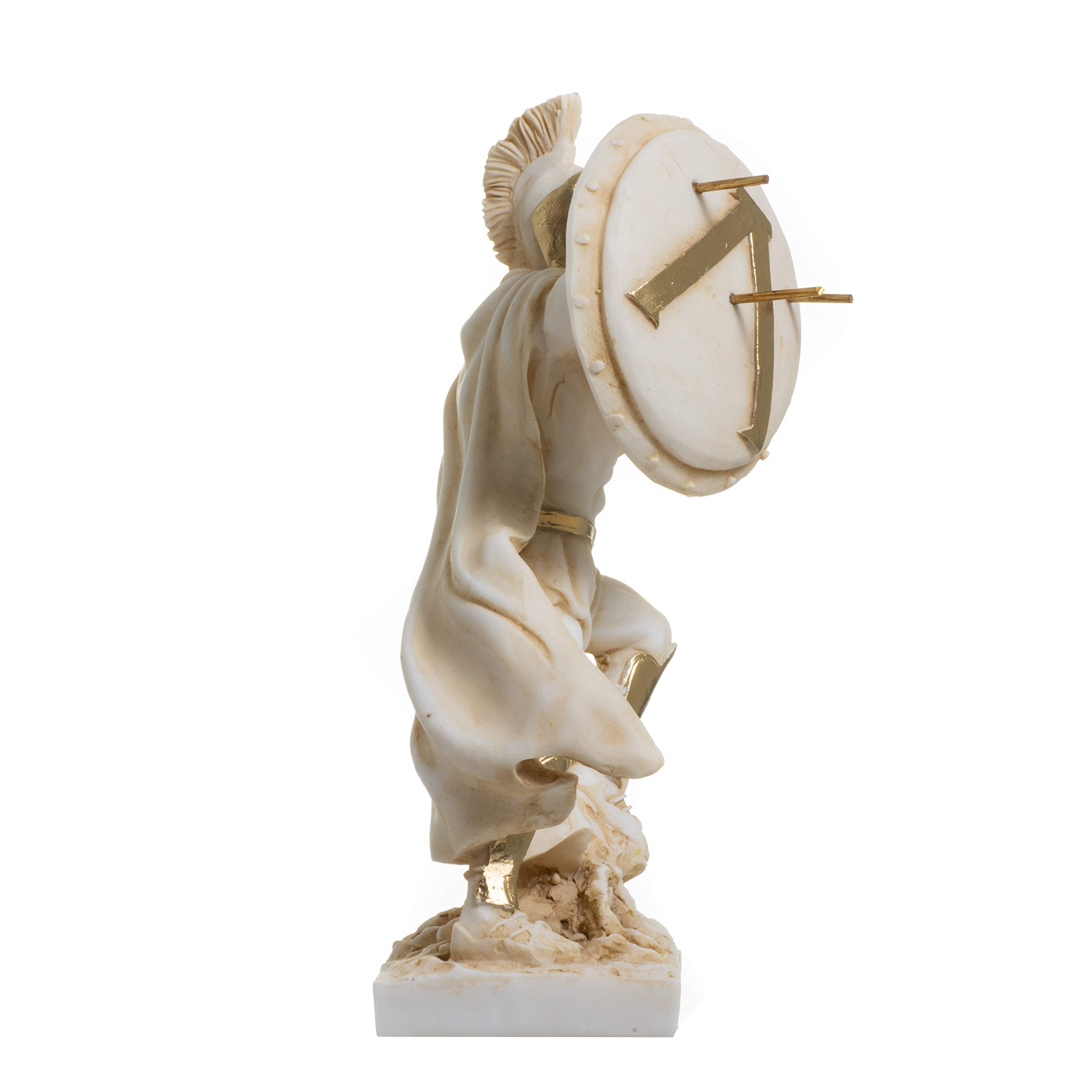 LEONIDAS statuetka grecki spartański król rzeźba figurka alabaster złoty kolor 20 cm