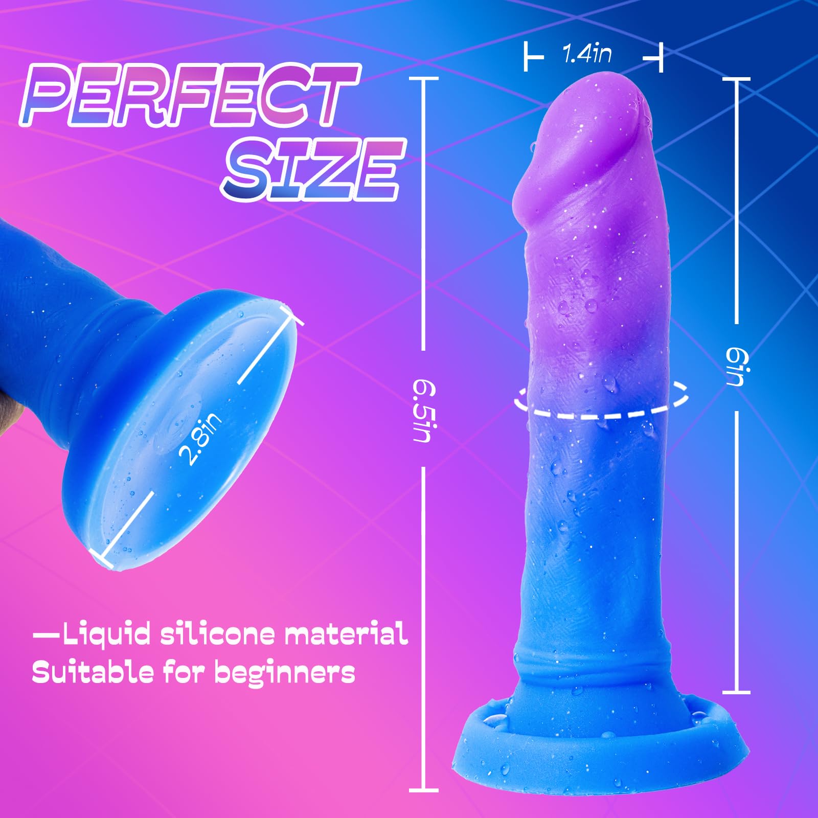 Realistic Dildo Clear Silicone 7.8" Blue-Purple Gradient Dildo with Strong Suction Cup for Women Hand Free Play Flexible Soft Penis Dong, Adult Sex G-spot Dildos Toys for Vaginal and Anal Stimulation
