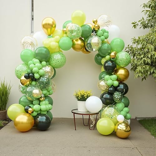 Miniatura 2 de LovesTown Kit de guirnalda de globos verde salvia, kit de arco de 150 piezas, globos de látex de diferentes tamaños, globos metálicos de confeti