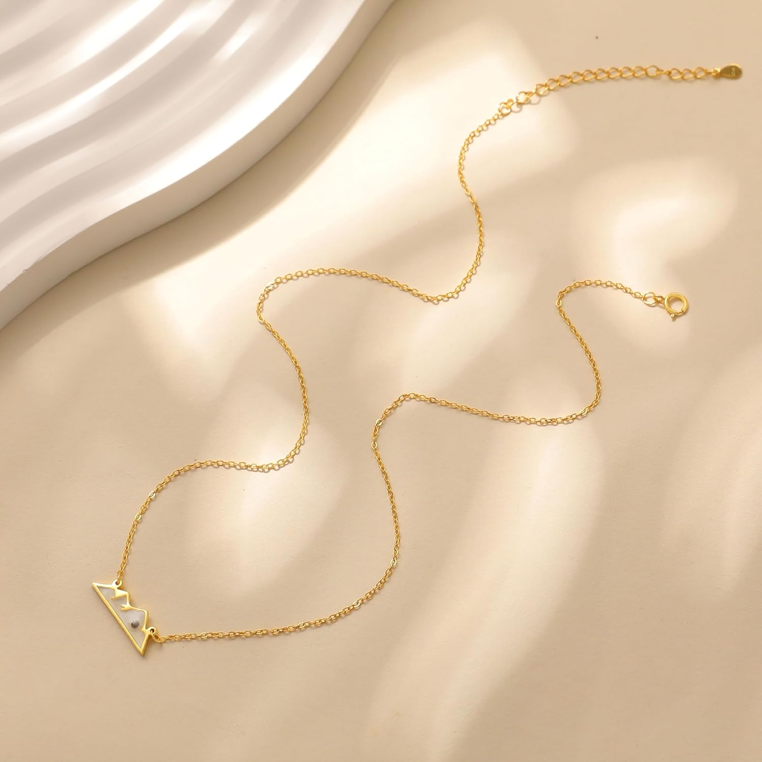 925 Sterling Silver Mountain Mustard Seed Necklace for Women Dainty 14k Gold Plated Pendant Necklace Graduation Necklaces Faith Jewelry Baptism Confirmation Religious Christian Gifts