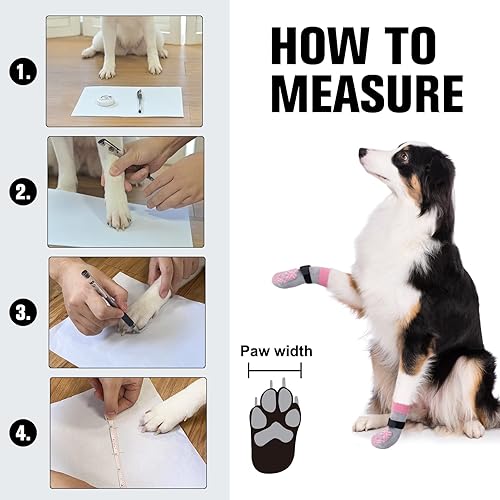 Miniatura 2 de BEAUTYZOO Calcetines para perros para evitar lamer suelos de madera dura, calcetines para perros pequeños, medianos y grandes, control de tracción