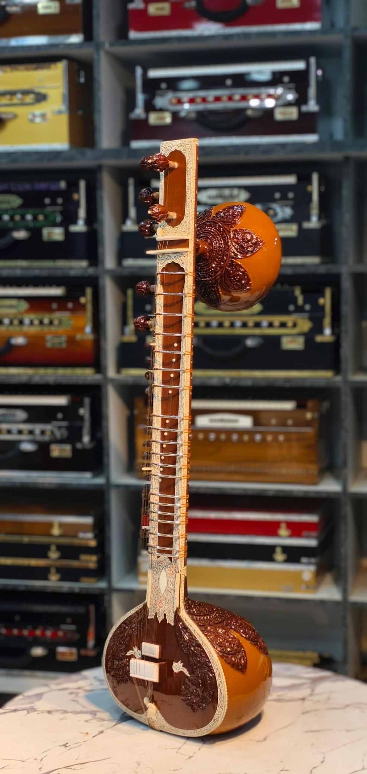 NamasteHimalayas Premium Quality Professional Sitar with Double Tumba with Hardcase - Ravi ShankarStyle for Classical and Devotional Music, Meditation Sound, Healing Sound (Length- 51")