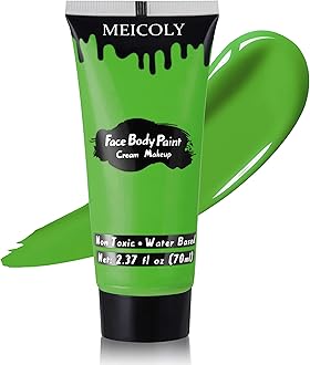 MEICOLY Light Green Face Body Paint(2.37Oz),Christmas Stocking Stuffers,Lime Green Face Paint for Halloween SFX Witch Elphaba Makeup,Camouflage Hunting Hulk Gamora,St Patrick's Day Accessories