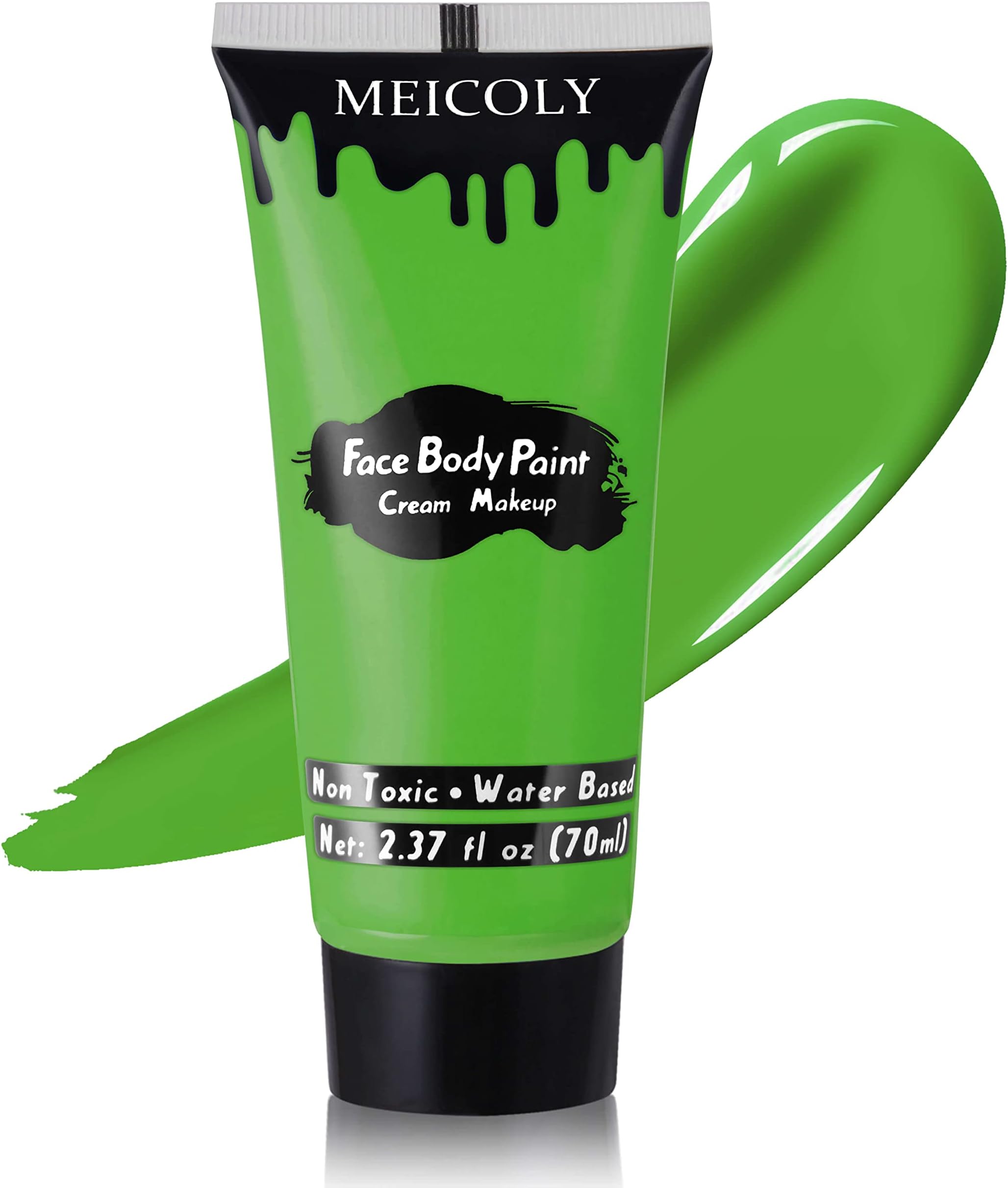 MEICOLY Light Green Face Body Paint(2.37Oz),St Patrick's Day Accessories, Lime Green Face Paint for Halloween SFX Witch Elphaba Makeup,Camouflage Hunting Hulk Gamora, Christmas Stockings Stuffer