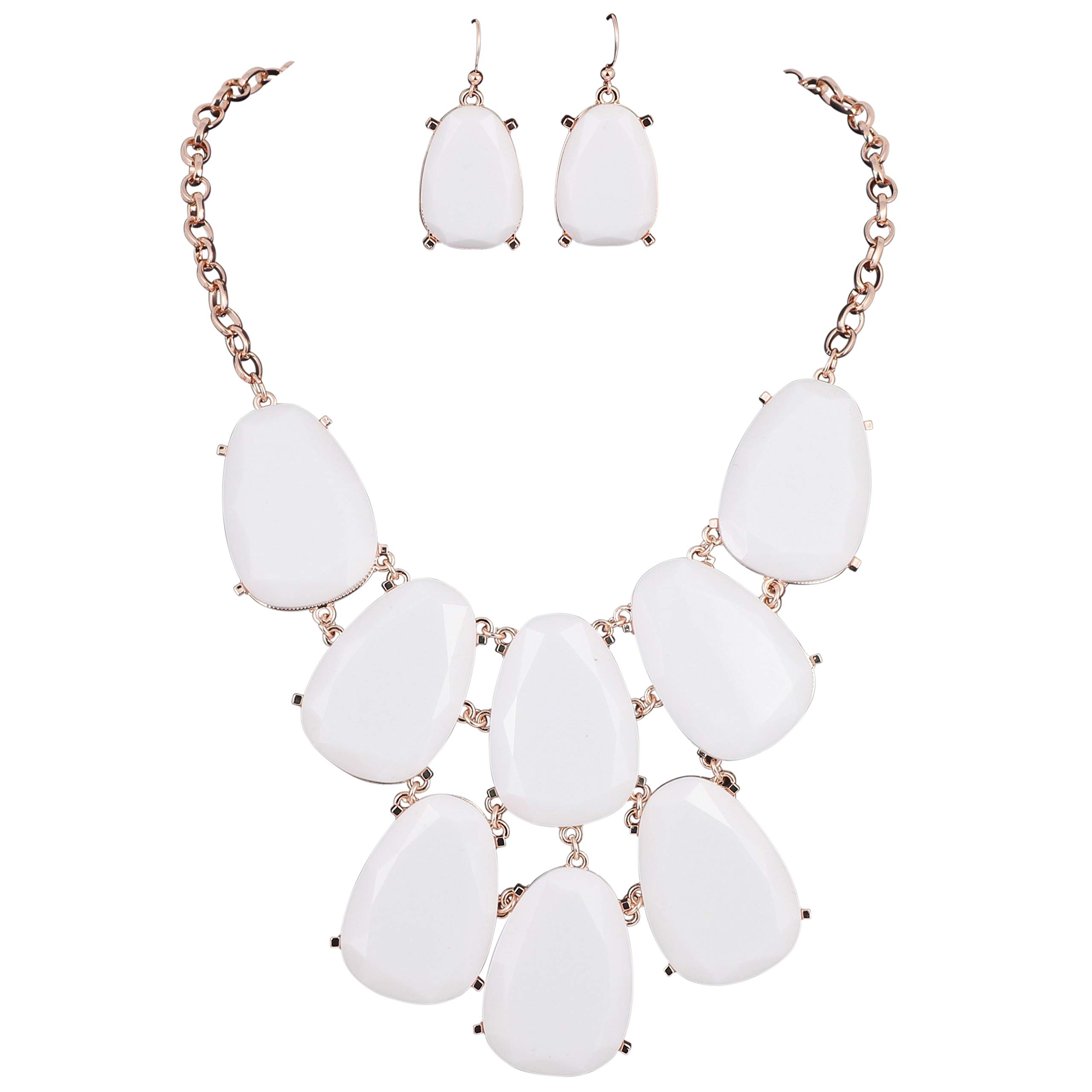 FirstmeetChunky Bubble Statement Collar Necklace with Earrings for Women