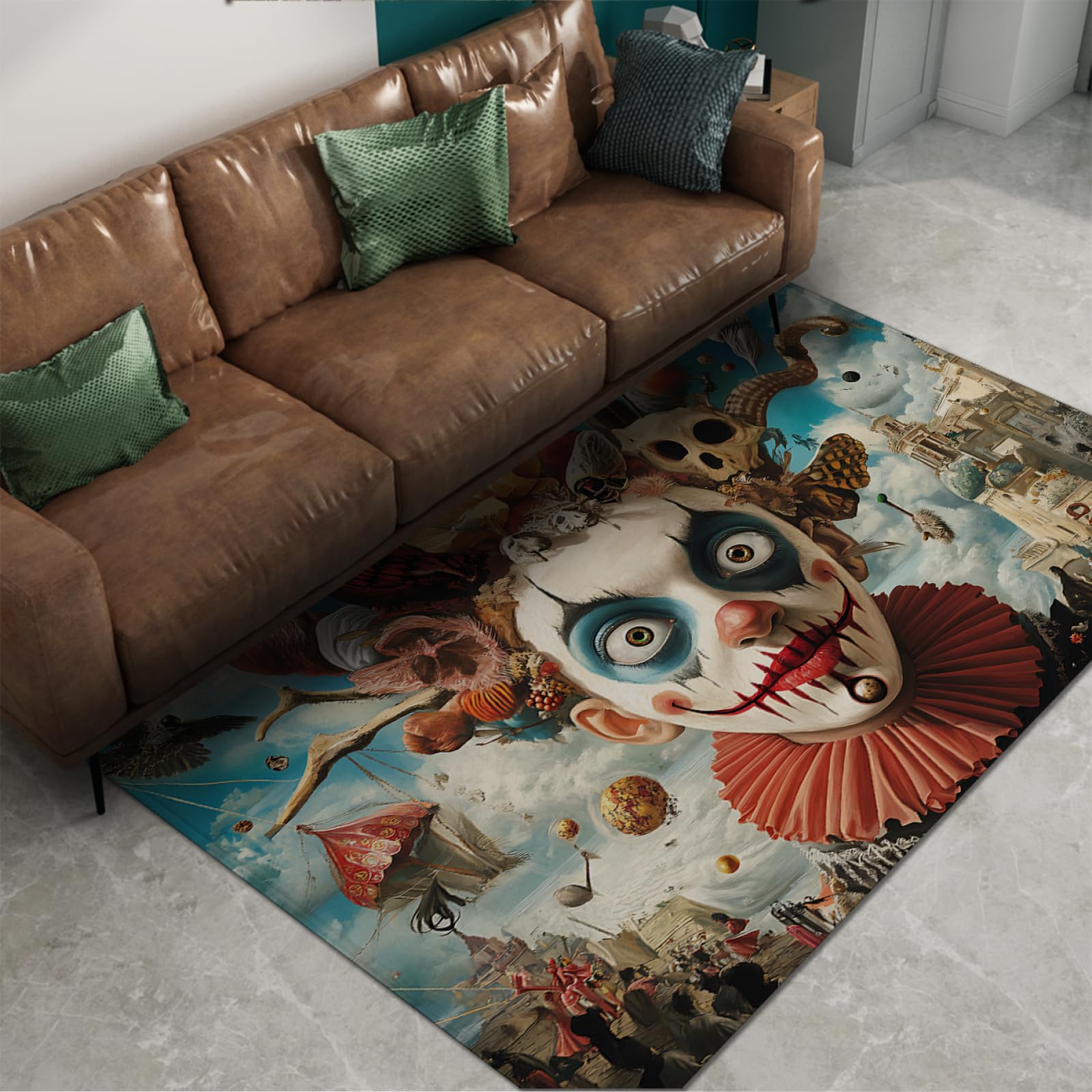 Tapis surréalisme pliable poils bas pour éviter la poussière au salon