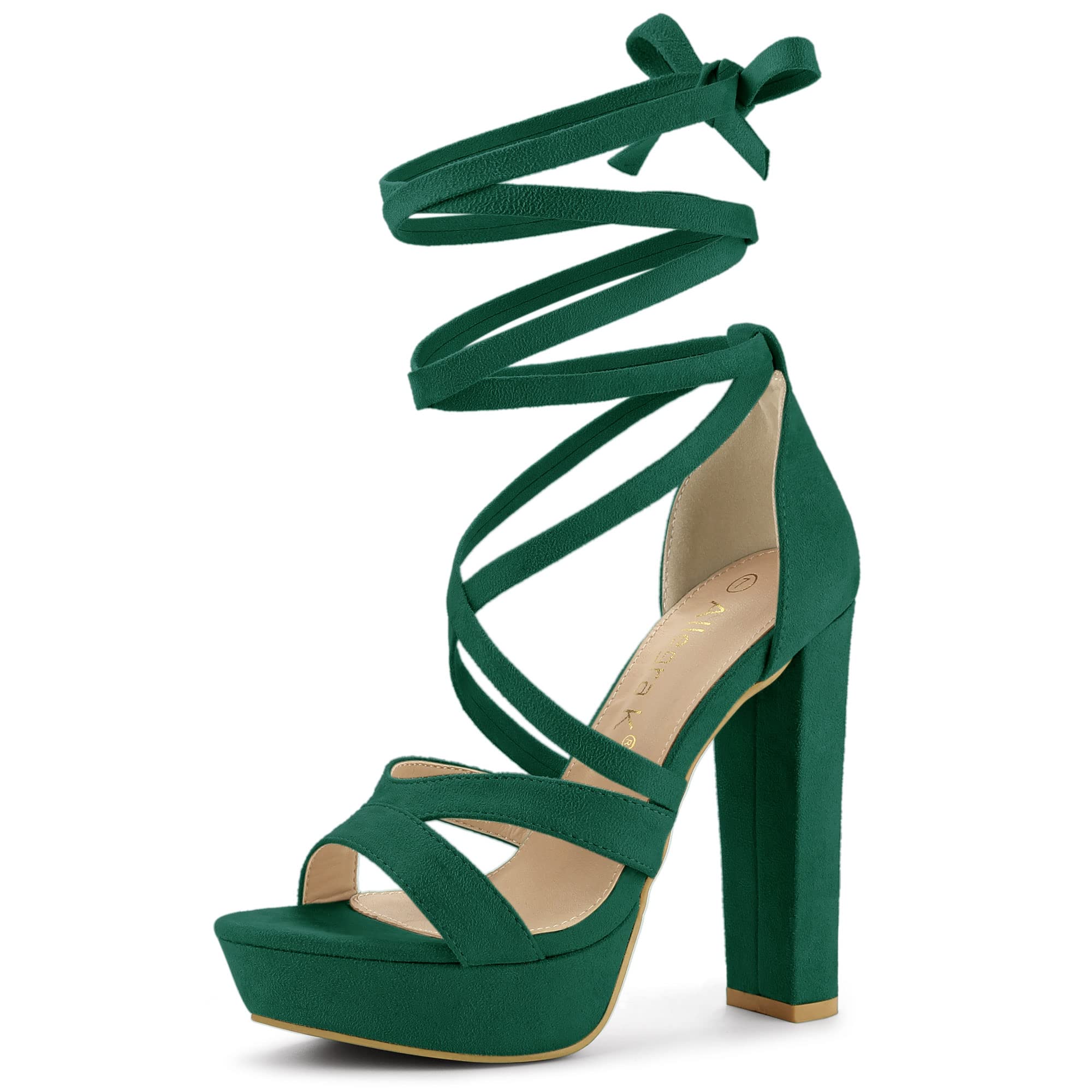 Allegra K Sandali da donna con tacco alto e plateau, con lacci