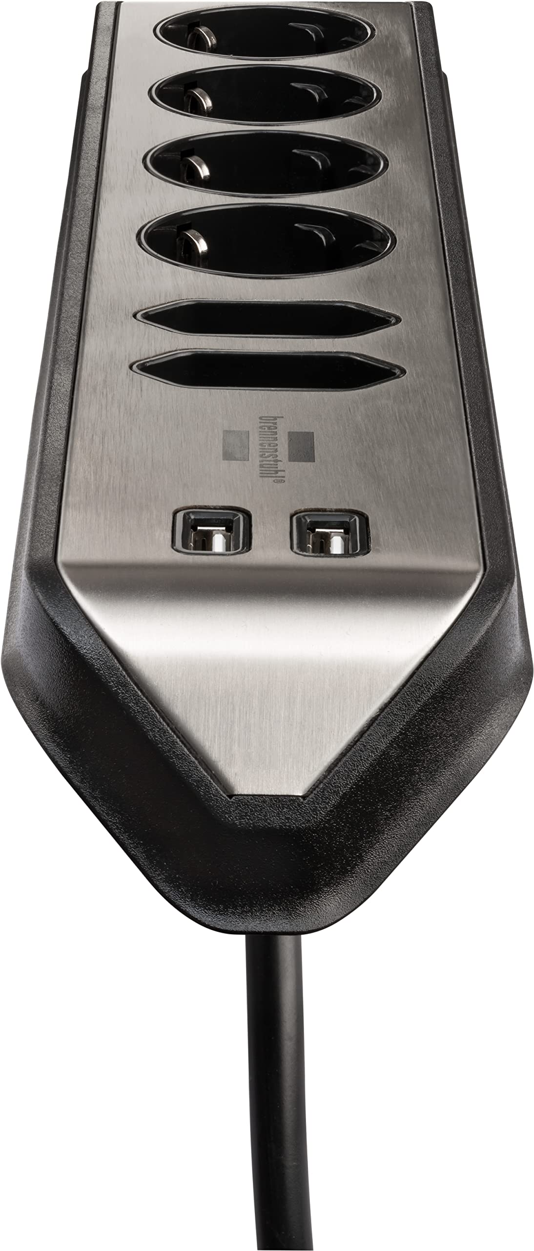 Brennenstuhl 1153590610, 2 m, 6 prese AC, interno, ad angolo, IP20, nero, argento