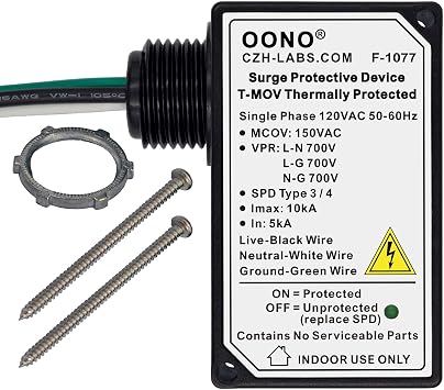 Single Phase AC 120V SPD Surge Protective Device, T-MOV Thermally Protected