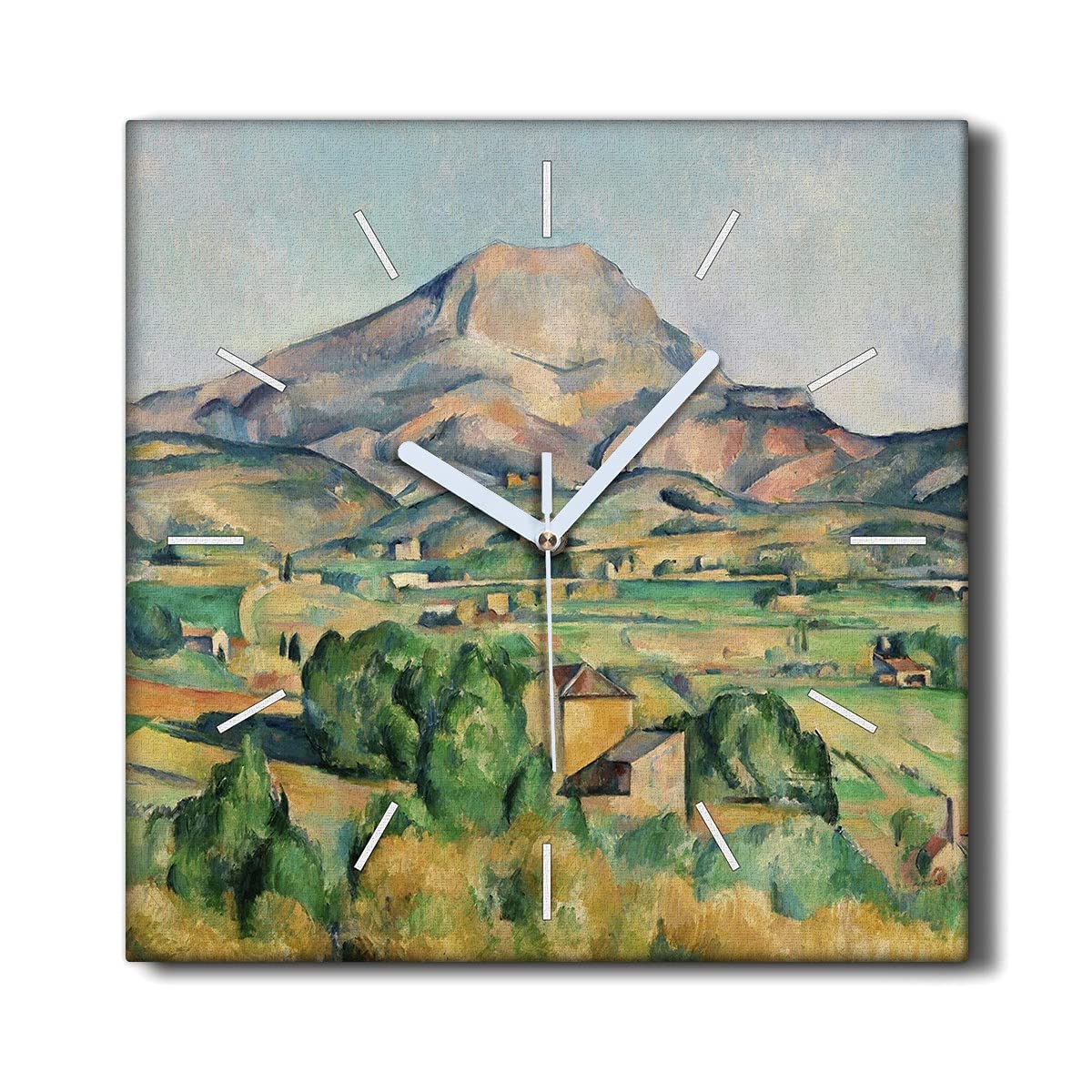 Horloge sur Toile 30x30cm Montagnes Nature Peinture Idéale pour Salon