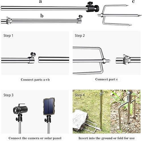 Miniatura 3 de Stedan 1 soporte para cámara de juegos y senderos, soporte grueso plegable de acero inoxidable, conexión de rosca universal ajustable de 360, 14 a