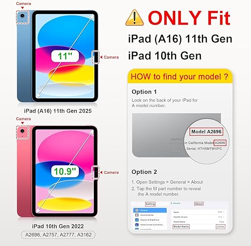 Miniatura 2 de Funda giratoria para iPad (A16) de 1110 generación de 10.9 pulgadas 20252022, bonita funda de piel sintética Kawaii de dibujos animados con soporte