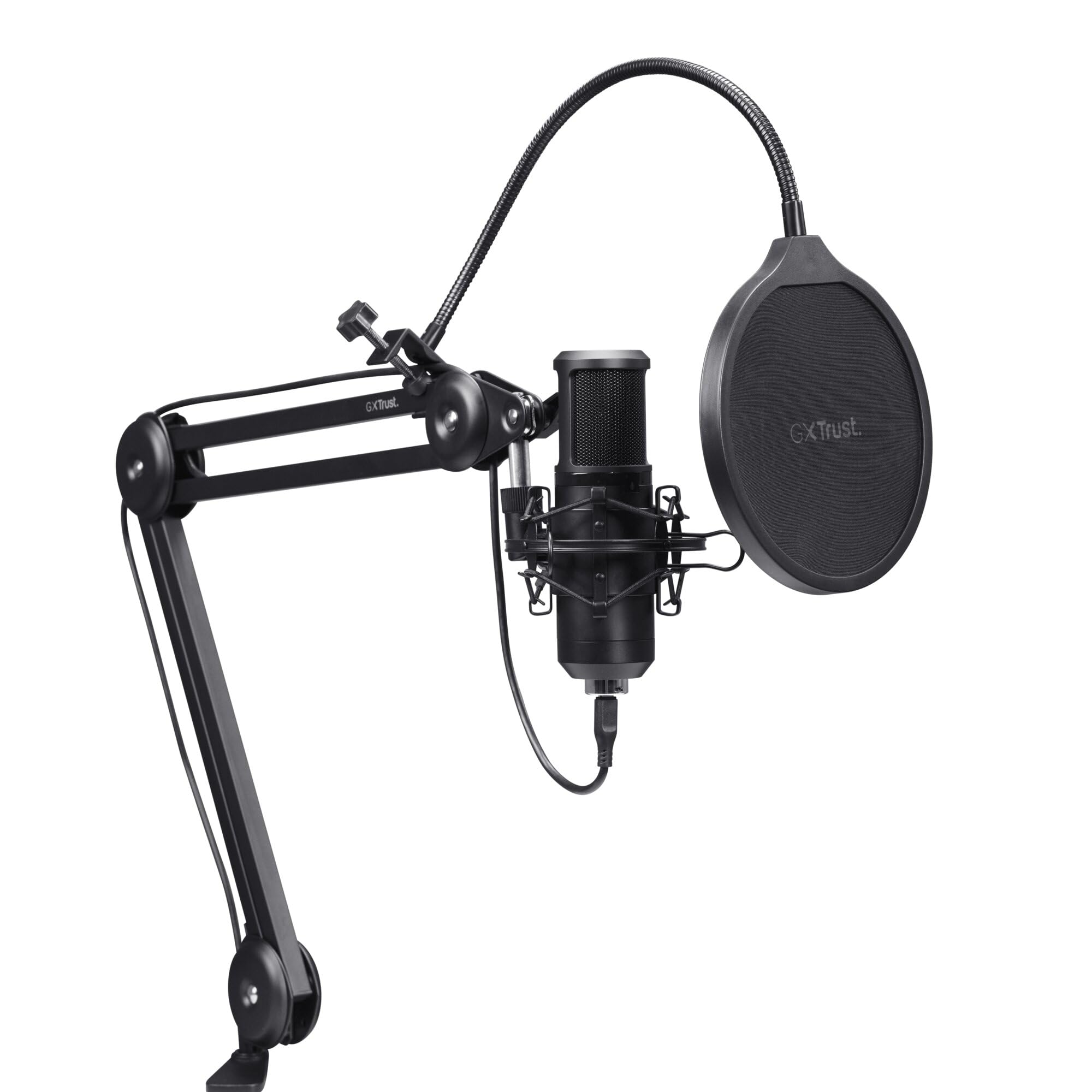 GXTrust Emita II Microphone avec Bras, Filtre Anti-Pop et Anti-Vent, Noir