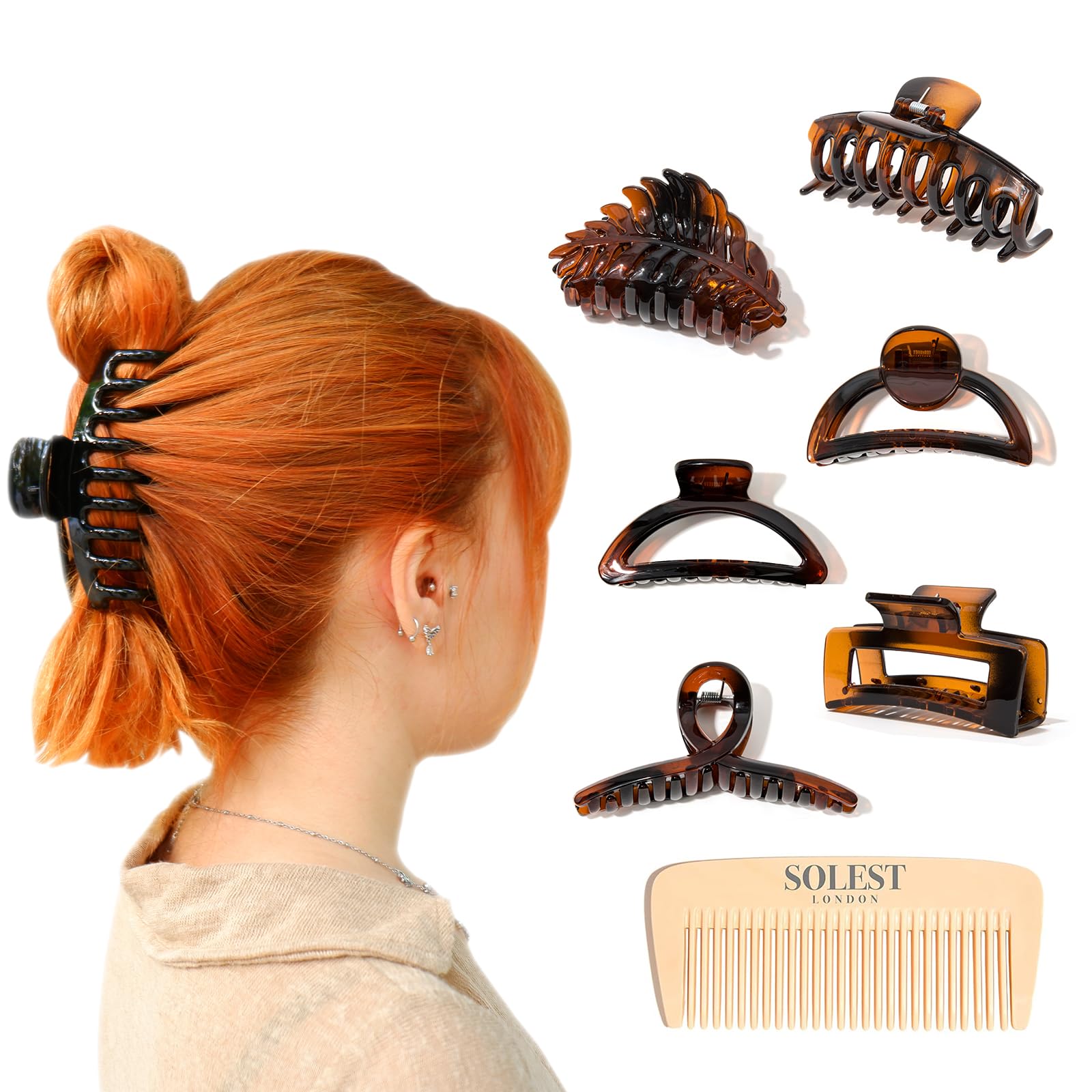 4 Barrettes à Cheveux Marron 70mm - Neuves Avec étiquettes - Accessoire Coiffure