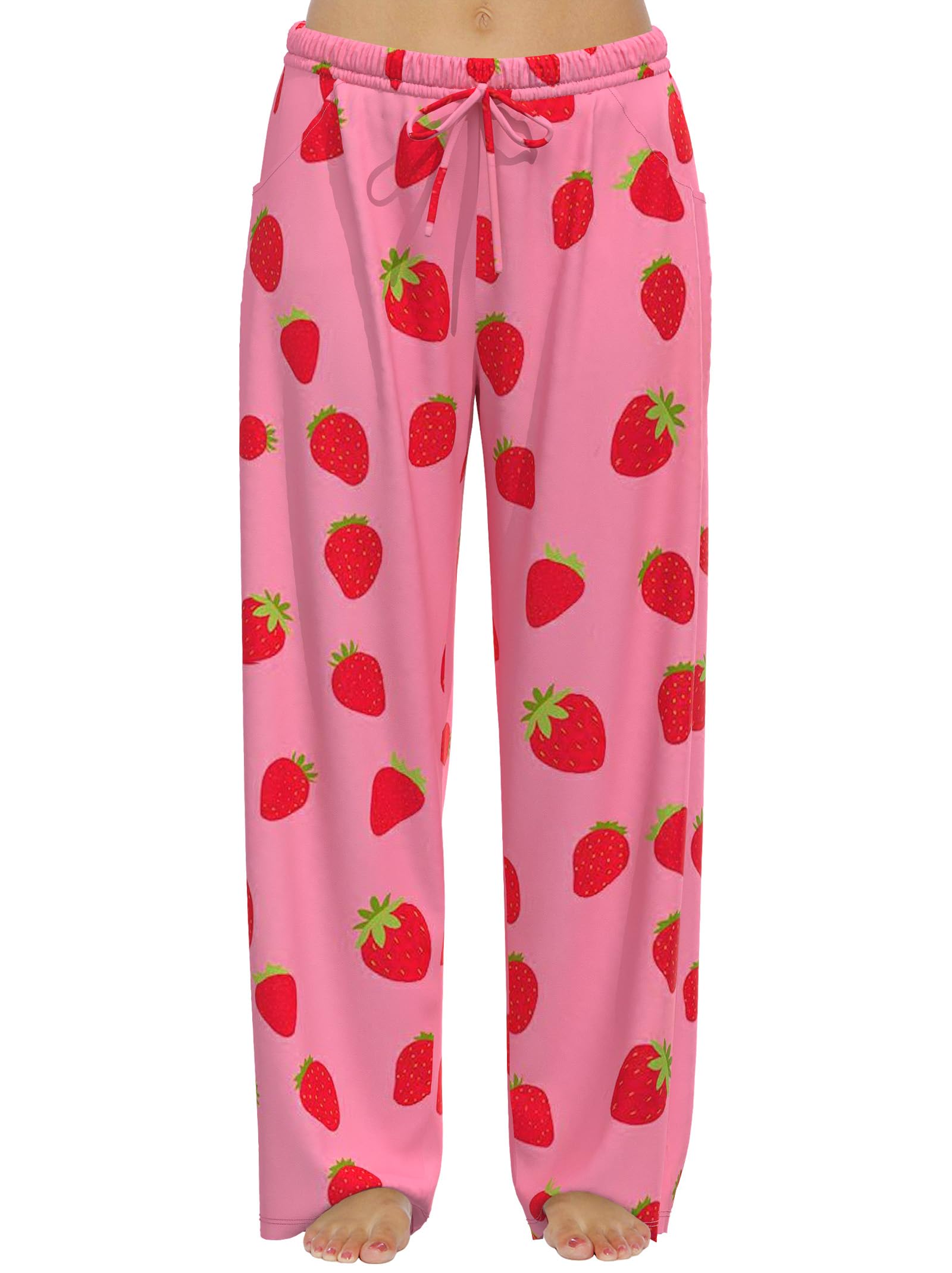 FLYCURVY Plus Size Women Pajama Pants Soft Long Sleep Lounge Pants Drawstring Star Floral Printed with Pocket L-5XL