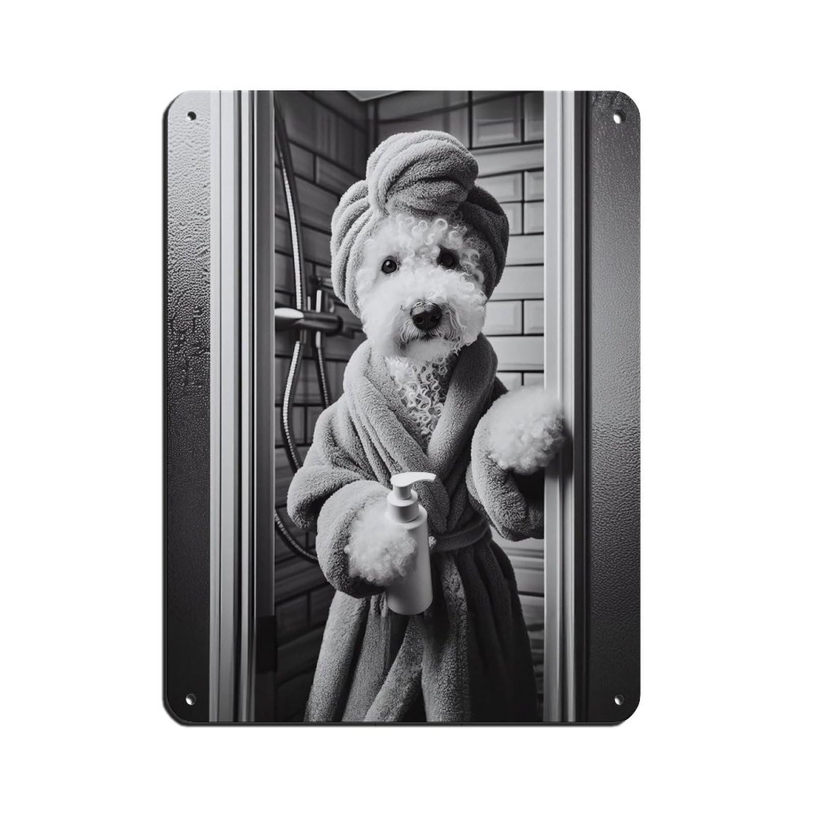 Bedlington Terrier, Bathroom Art Poster Retro Poster Metal Tin Sign Chic Art Retro Iron Painting Bar People Cave Cafe Family Garage Poster Wall Decoration 12x16inch(30x40cm)