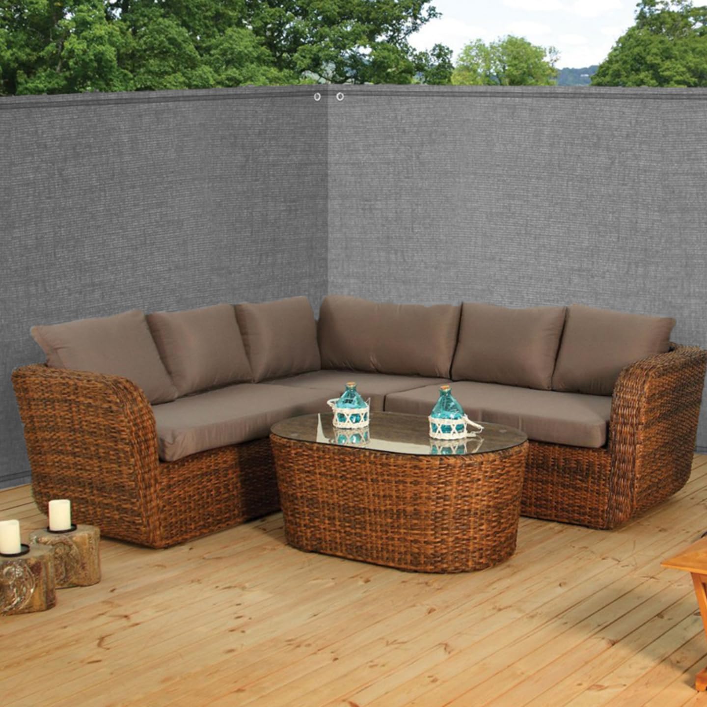 Brise Vue renforcé 1,5 x 10 M Gris Clair 220 GR/m² Luxe Pro