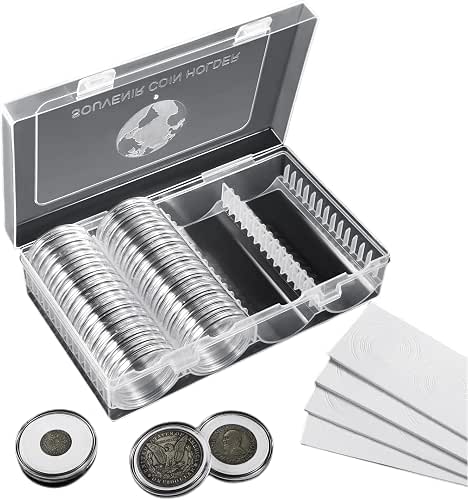 MUDOR 41 mm Coin Holder, 60 Pieces Silver Dollar Capsules