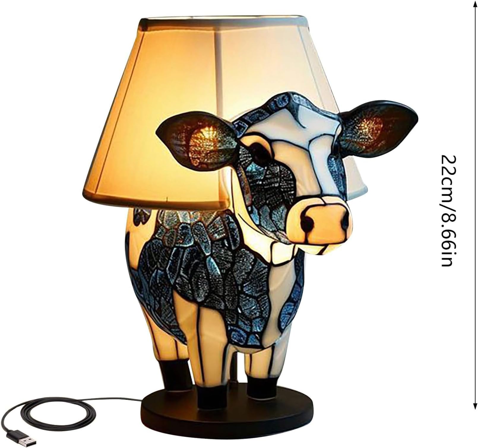 Lampe Résine Design Lampe Table Vache Highlands - Veilleuse Résine 3D Ports USB Déco Bureau Lampe Vache