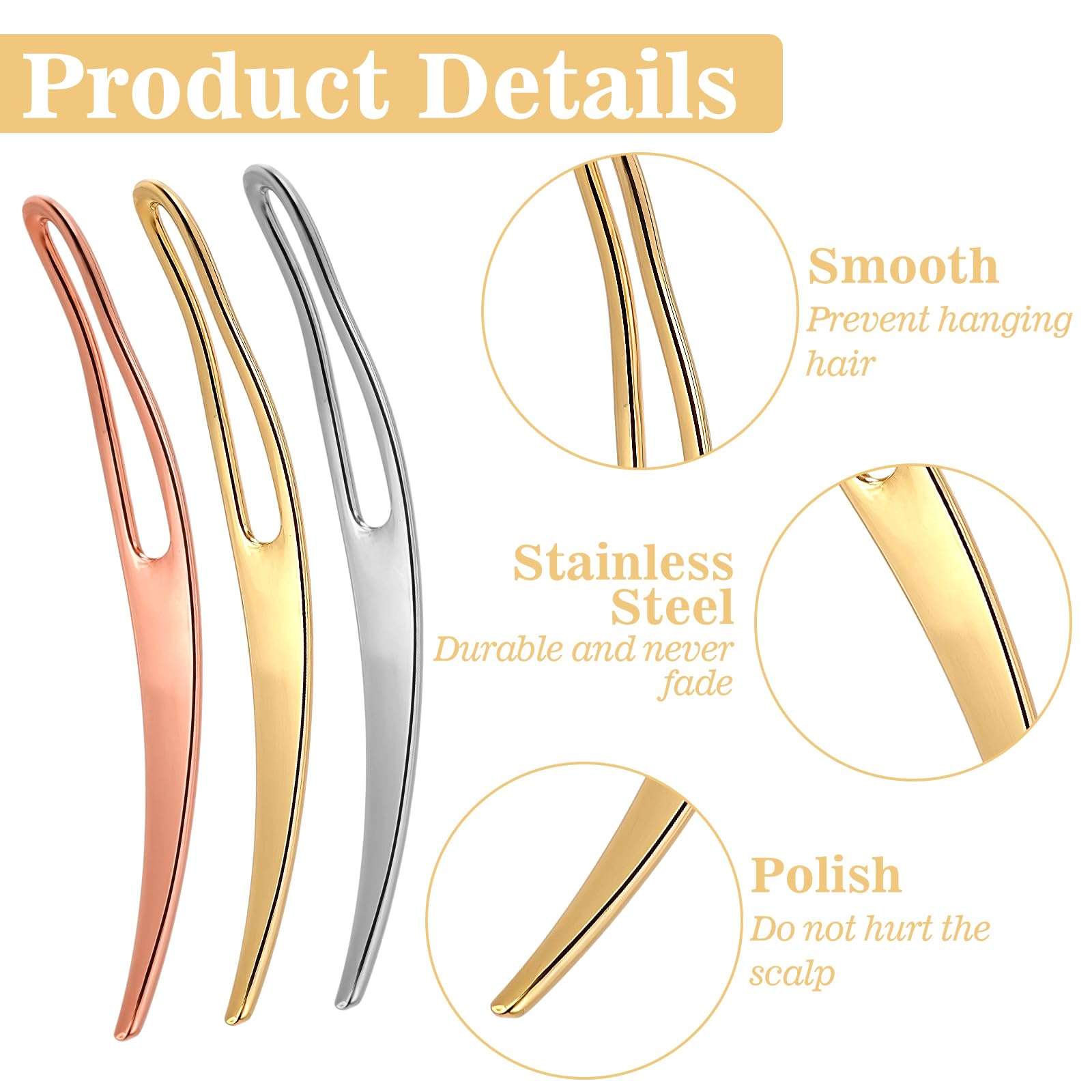3PCS Dreadlock Accessories,Ymapinc Loc Pin for Dreads Crochet Hooks for Care and Tightening Hair Braiding Tools Hair Accessories Gold Silver Rose Gold - Image 4