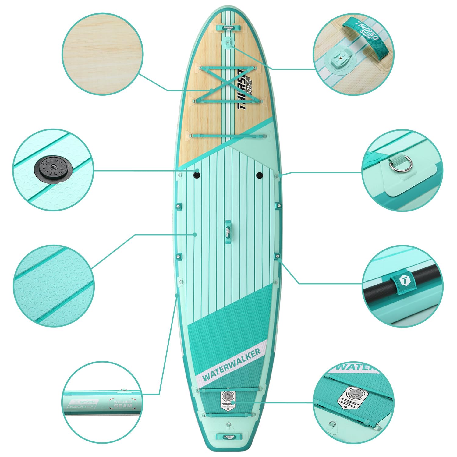 THURSO SURF Nadmuchiwana deska do wiosłowania stojącego, alker wody 126, 10'15.2 x 78.7 cm x 12 cm, lekka, uniwersalna deska SUP dla dorosłych z uchwytem na kamerę i kompletnym zestawem akcesoriów