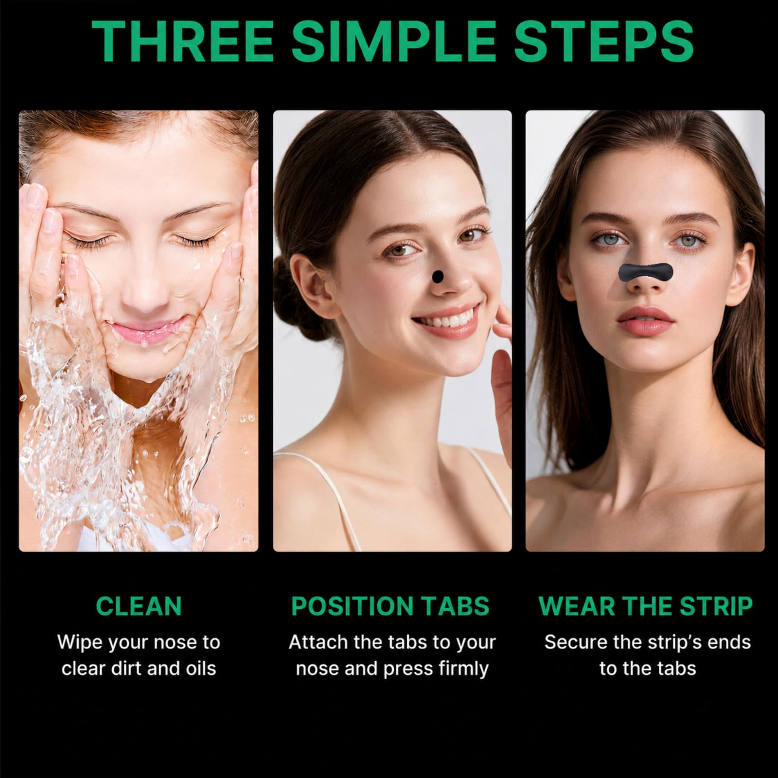 Nasal Strips for Snoring – Reusable Nose Strips, Improve Breathing Sleeping Quality & Nasal Congestion Relief, Snoring Solution Nasal Dilators to Open Passages & Improve Airflow, Black (30 Counts) — Amazon image 6