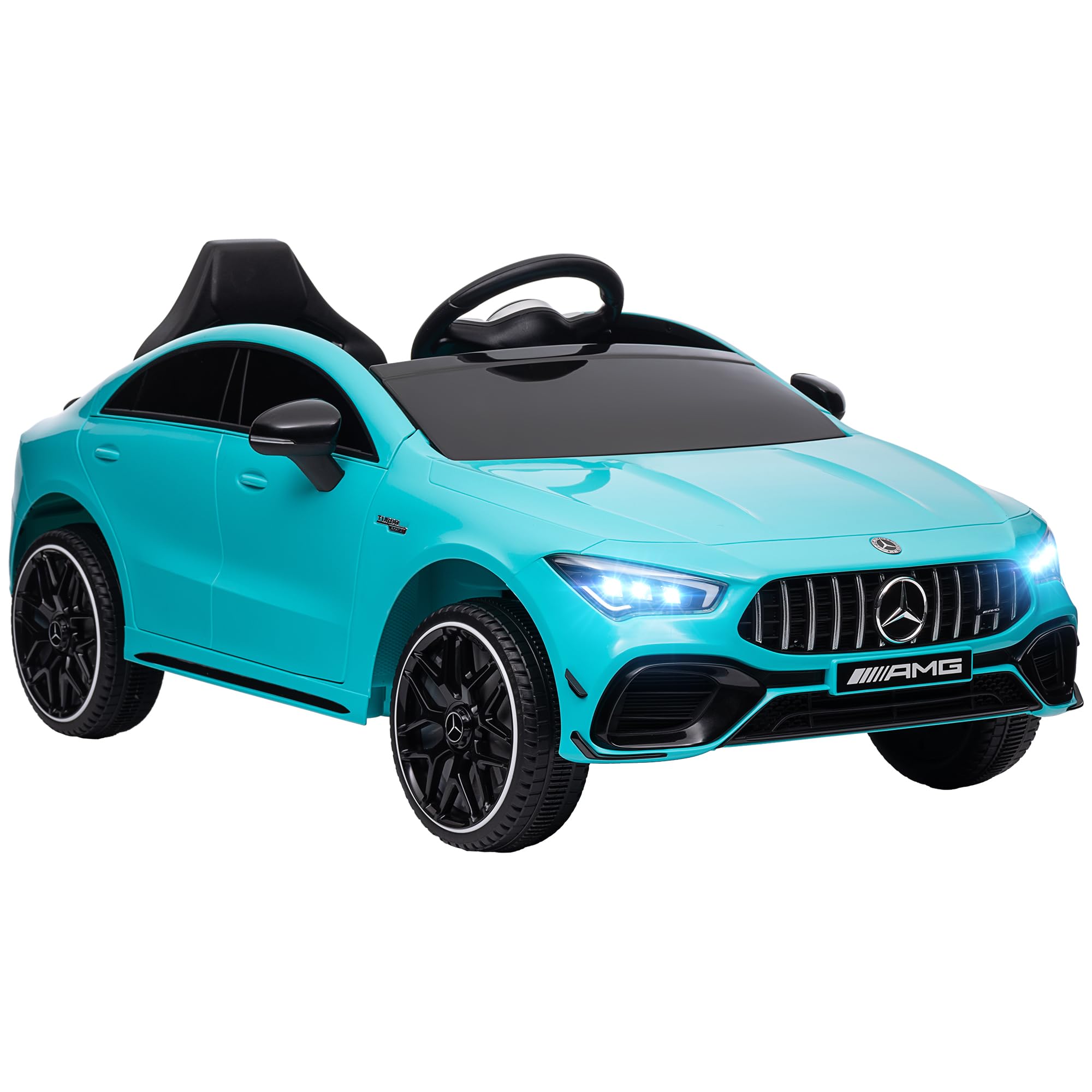AIYAPLAY Dziecięcy samochód elektryczny 12 V, z pilotem zdalnego sterowania, muzyka, pojazd elektryczny z lampą, złącze USB/MP3, funkcja wsteczna, 3-5 km/h, dla dzieci w wieku 3-6 lat, jasnoniebieski