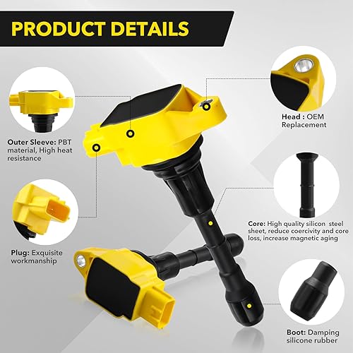 Miniatura 2 de Bobinas de encendido compatibles con Nissan Infiniti Altima FX35 Q50 G35 EX35 Maxima Murano Pathfinder Quest OE UF550 C1670 para motor de 3.5L 5.0L