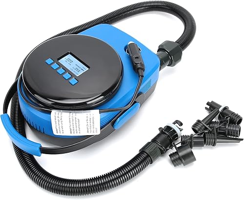 Tbest Bomba de aire eléctrica portátil, bomba de aire eléctrica HT792 20PSI 12V inflable Kayak piscina al aire libre inflador de alta presión
