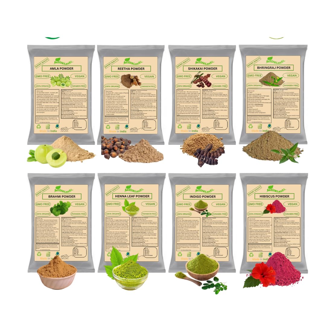 Pure and Natural Henna Indigo, Amla Reetha Shikakai, Hibiscus and Brahmi Powder Combo Pack for Hair Care, Hair Growth, Hair Color and Natural Shampoo, 50gm Each X 8 = 400gm-picture-37