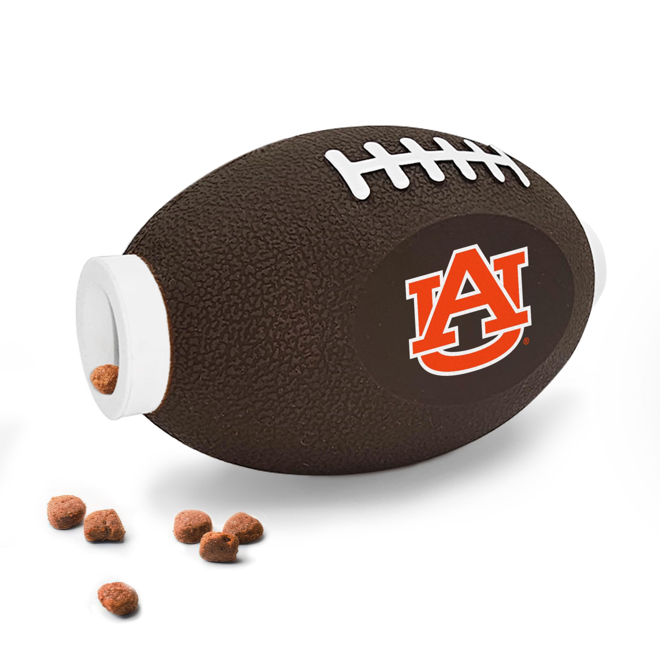 NCAA Auburn Tigers Football Treat Dispensing Toy for Dogs and Cats Rubber Ball Dog Toy Interactive Fun Dog
