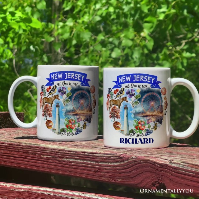 Taza cerámica con diseño artístico de Nueva Jersey 12 oz miniatura 5