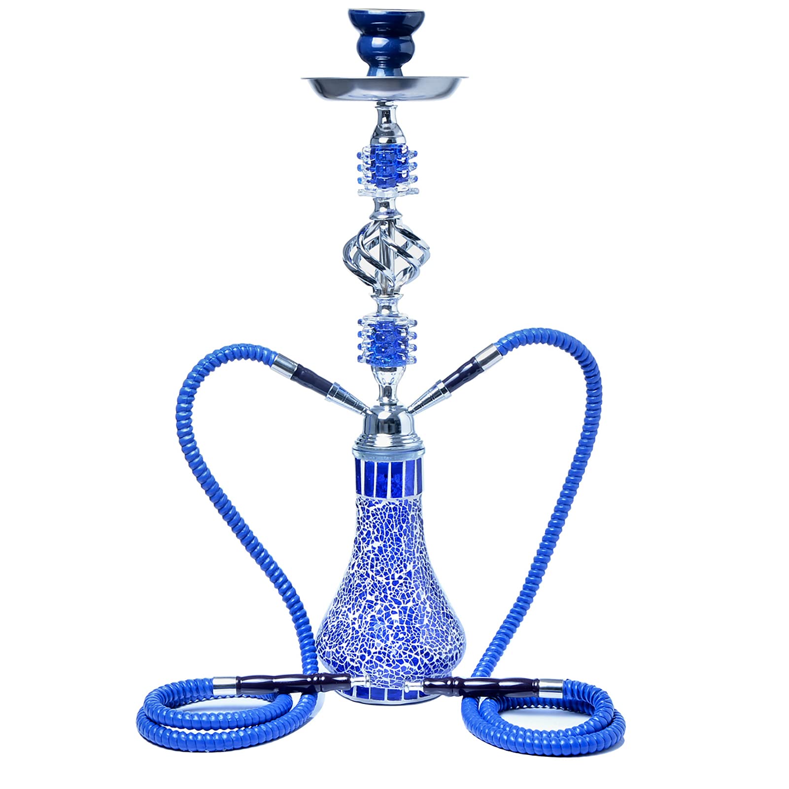 Kit Premium Shisha Hookah Juego De Hookah De 21.65"con Jarrón De Vidrio De 2 Mangueras, Cuenco De Cerámica Y Cenicero Con Pinzas Para Carbón Para Fumar Mejor Shisha B