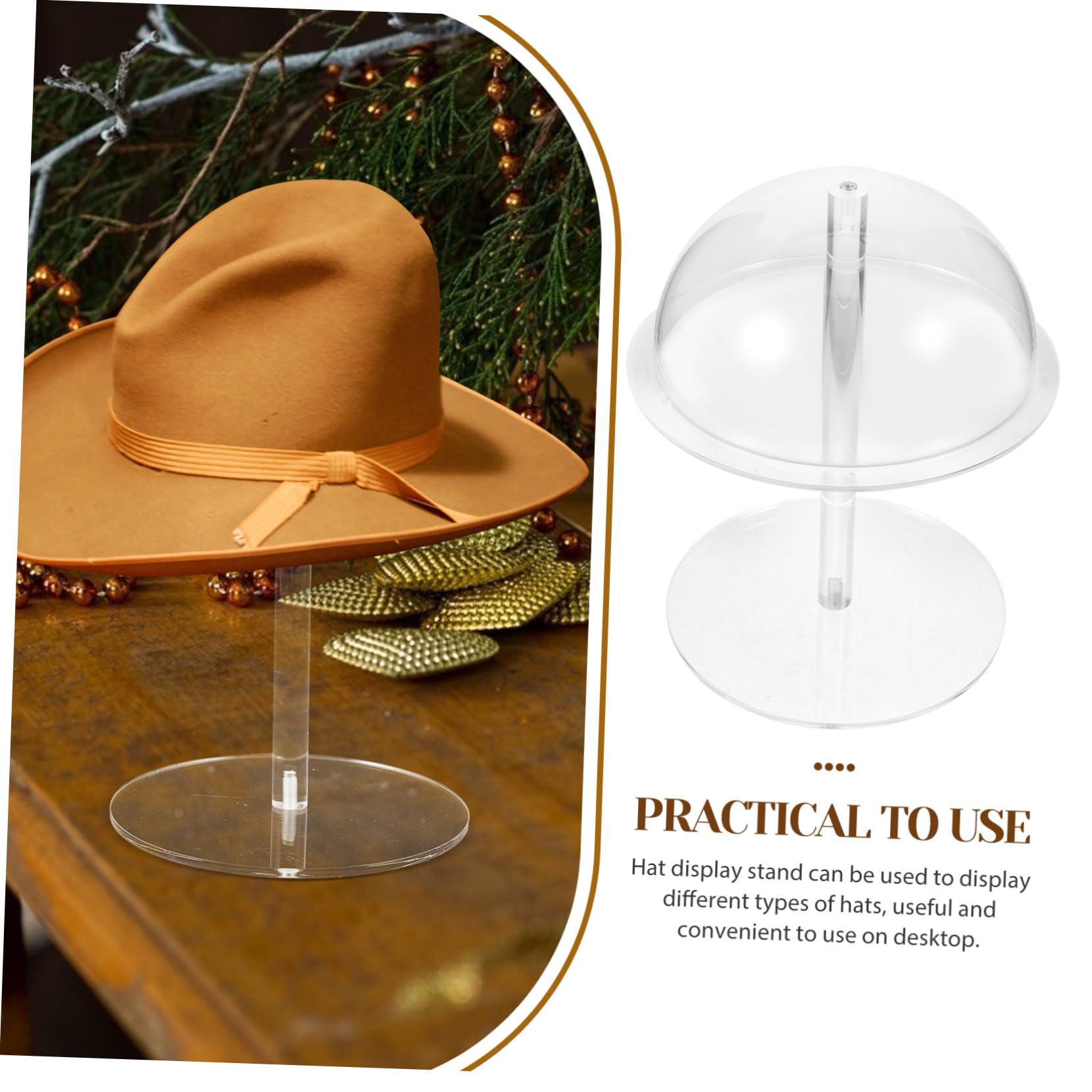 Espositore Sicuro per Cappelli in Acrilico Trasparente da Scrivania con Altezza Regolabile, Supporto per Cappelli e Design Semplice per Organizzazione Domestica