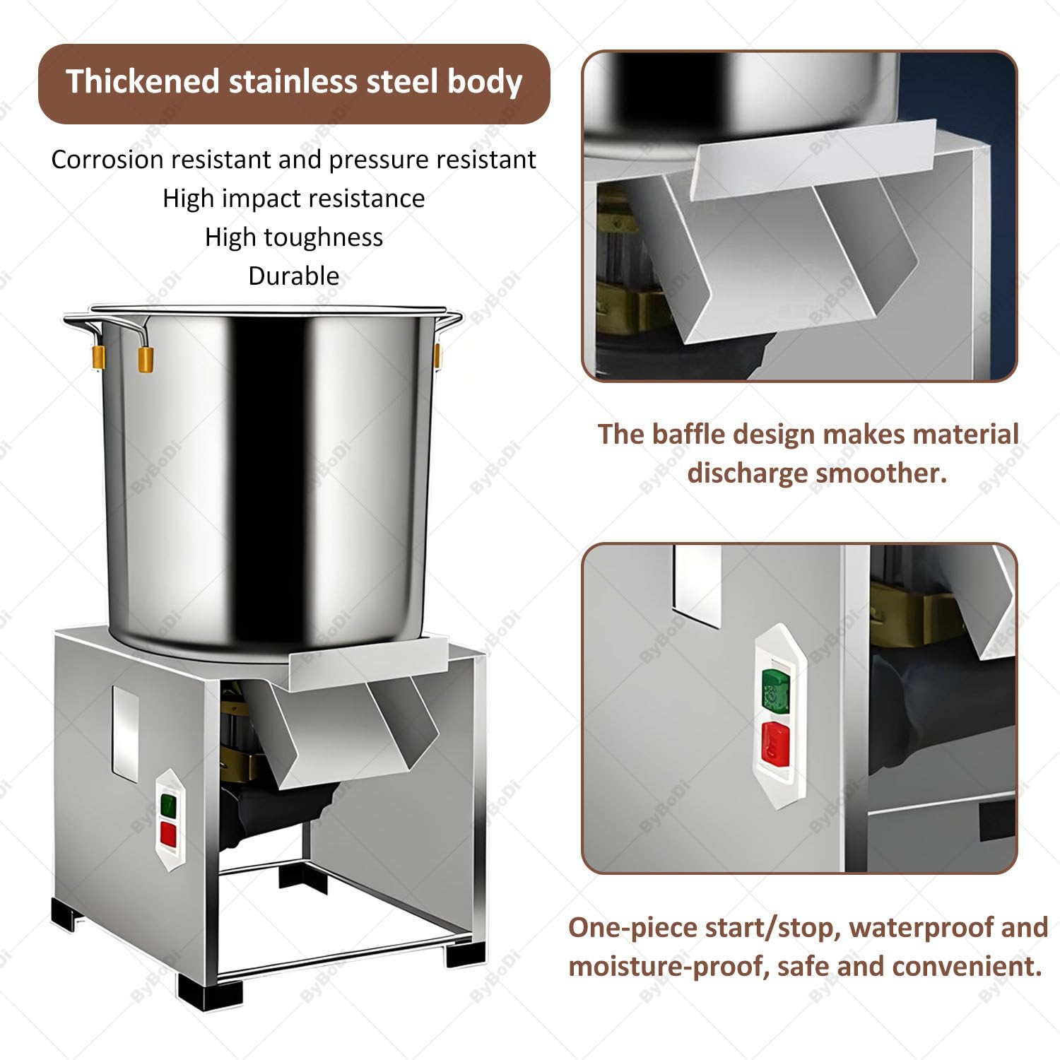 Tritatutto per Verdure Commerciale da 1800 W, Tritatutto Elettrico per Verdure, Acciaio Inossidabile Ispessito, Ingresso di Alimentazione di Grande Diametro, 120 kg/h 3500 Giri/min 220V-1800W