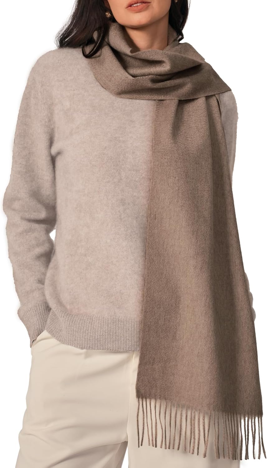 KVSS 100% Pure Cashmere Woven Scarf for Women Soft Winter Wraps Fringed Edges | Luxury Cashmere from inner Mongolia