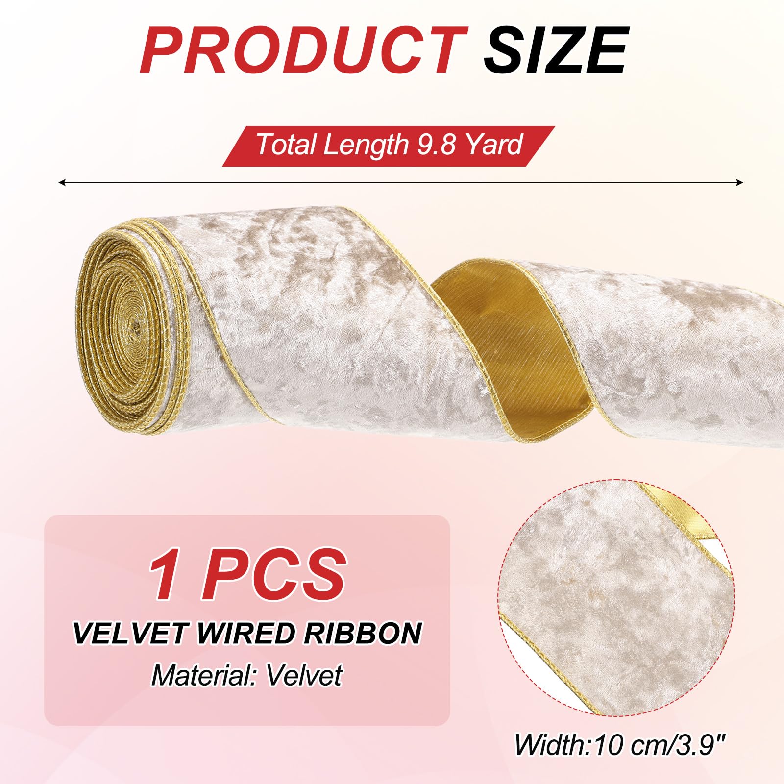 PATIKIL 4 Inch x 10 Yards Velvet Wired Ribbon - Image 2
