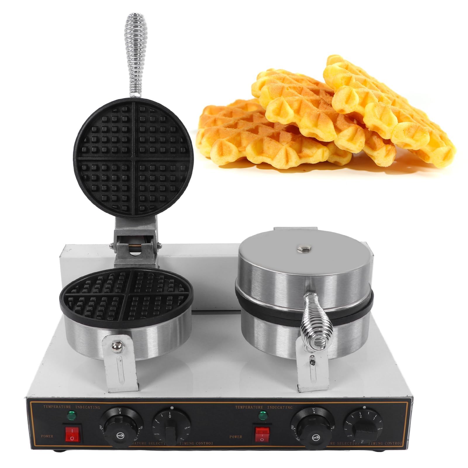Gaufrier Double Professionnel 2400W, Chauffage Rapide, Revêtement Antiadhésif, Poignée Isolée, Prise UE 220V