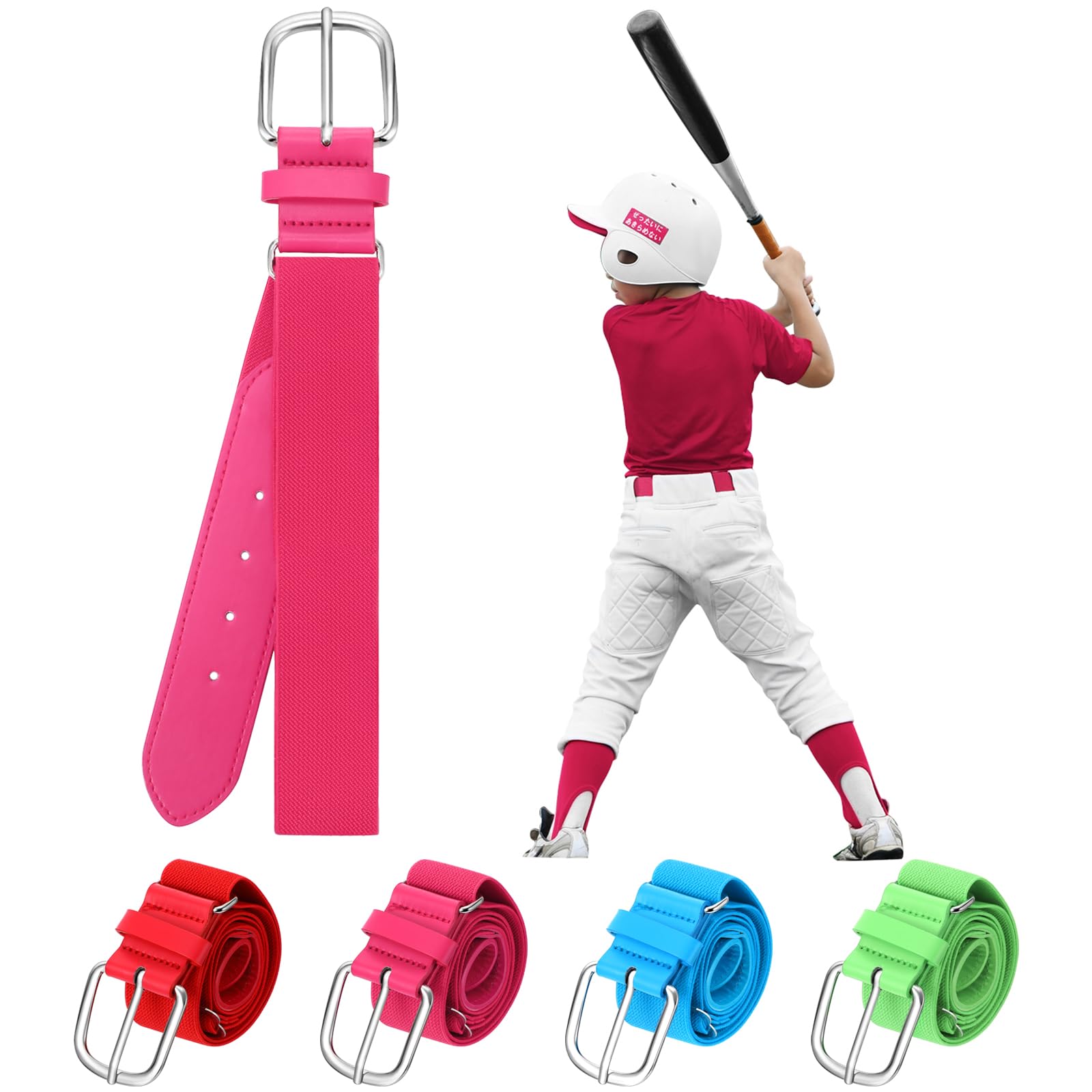 Panitay Youth Baseball/Softball Belt PU Leather Elastic Adjustable Uniform Belt Waist Belt for Boys Girls Youth
