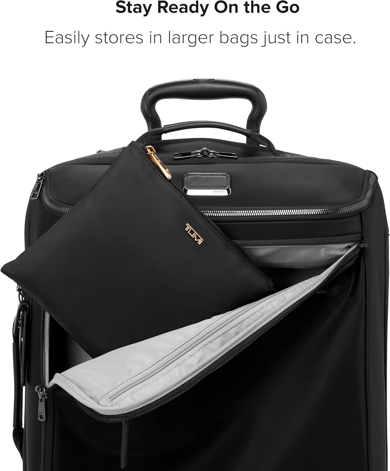 TUMI - Just In Case Foldable Backpack - Lightweight, Compact Travel Backpack - For One Bag Travel - 15.5" X 12.3" X 4.5" - Black with Gold Hardware - Image 6
