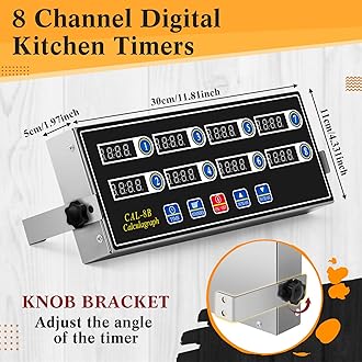Relaxweex 8 Channel Digital Kitchen Timers Commercial Kitchen Timers for Cooking Large Digital Restaurant Timers Loud Alarm Cooking Reminder for Food Truck Fryer Bakery Pizza Coffee Boiling Eggs