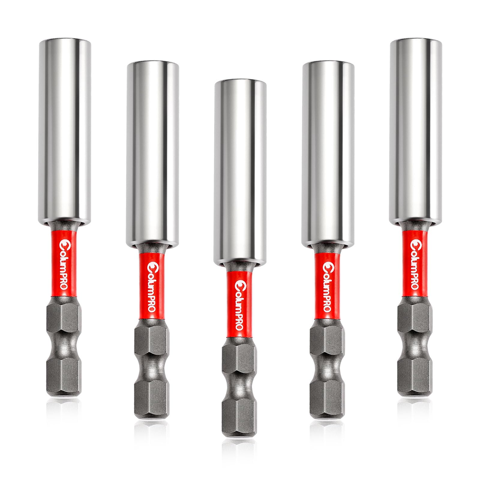 ColumPRO 5PCS 1/4" Strong Magnetic Impact Bit Holder,Hex Shank S2 Steel Magnetic,Drill Bit Extension for Impact Driver, Cordless Drill
